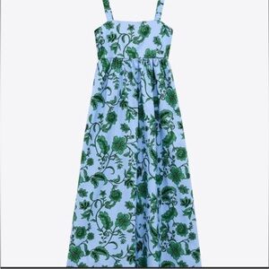 Zara Floral Blue and Green Maxi Dress